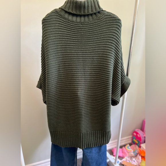 J. Crew Olive Green Turtleneck Poncho Sweater - Picture 6 of 11